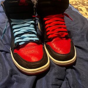 Nike jordans nc to chi retro Black and Red Sneakers with Blue Accents